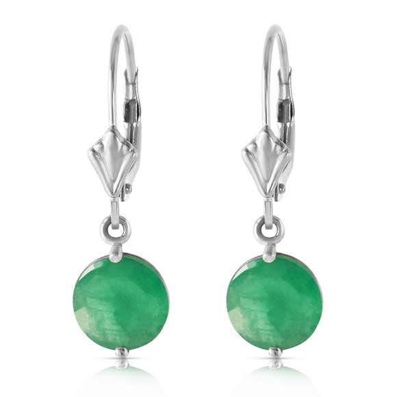 Galaxy Gold Products Jewelry - 14K. SOLID GOLD LEVERBACK EARRING WITH EMERALDS (White Gold)